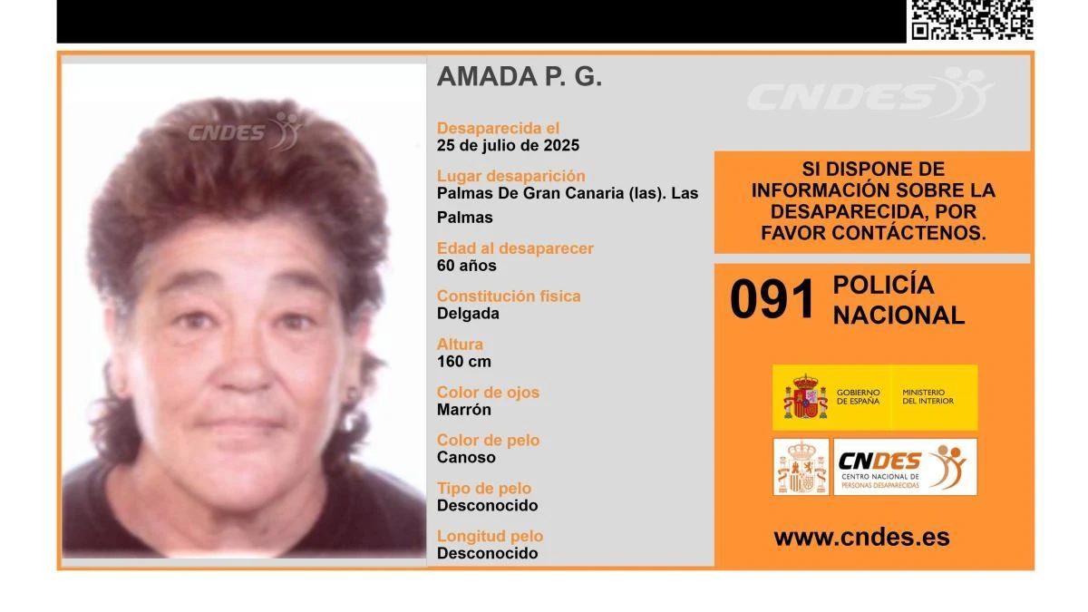 Sin rastro del paradero de Amada P. G., una mujer de 60 años desaparecida en Las Palmas de Gran Canaria