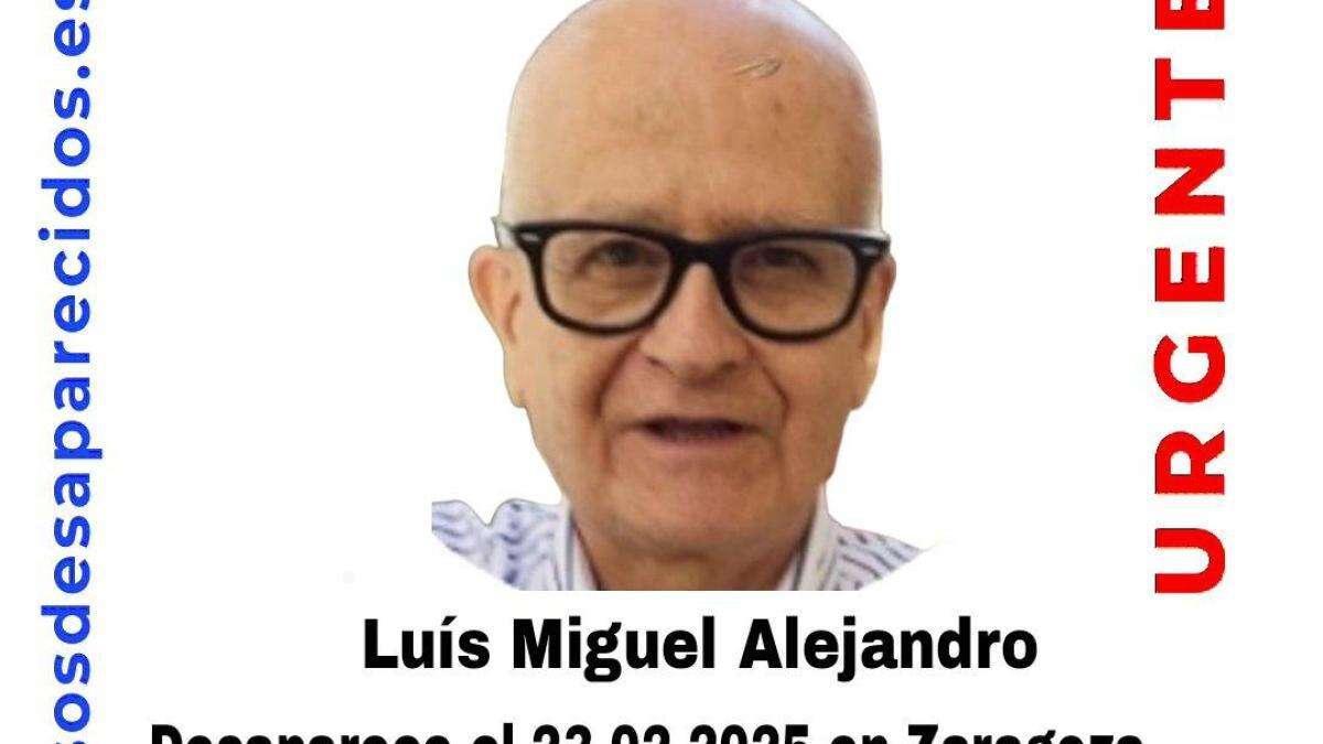 Sin rastro de Luís Miguel Alejandro, un hombre de 73 años muy vulnerable, desaparecido en Zaragoza