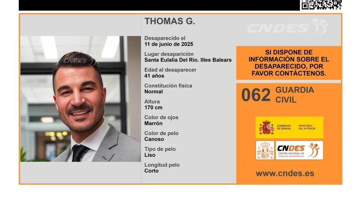 Desaparecido: Thomas G. mide 1,70, tiene el pelo canoso, liso y corto, los ojos marrones y es de complexión normal