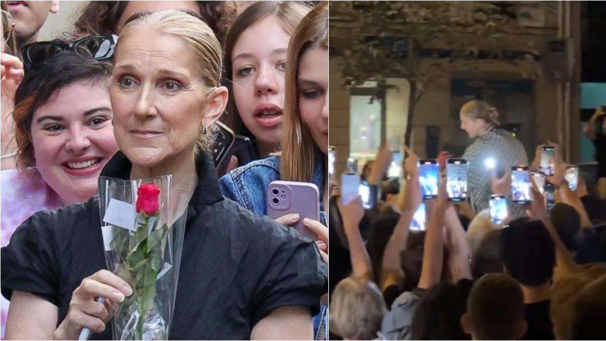 Céline Dion se da un baño de masa subida al techo de un coche a su llegada a París para los Juegos Olímpicos