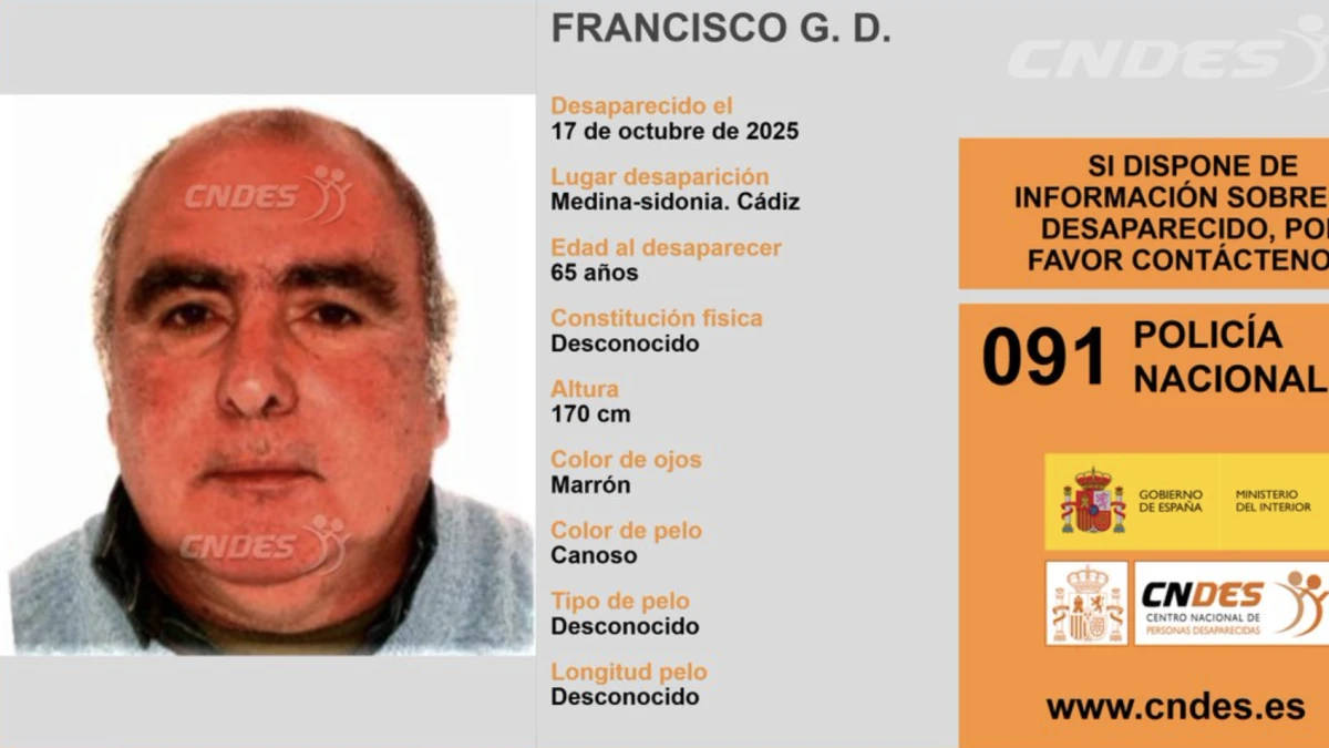 En paradero desconocido Francisco G. D., un hombre de 65 años desaparecido en Cádiz