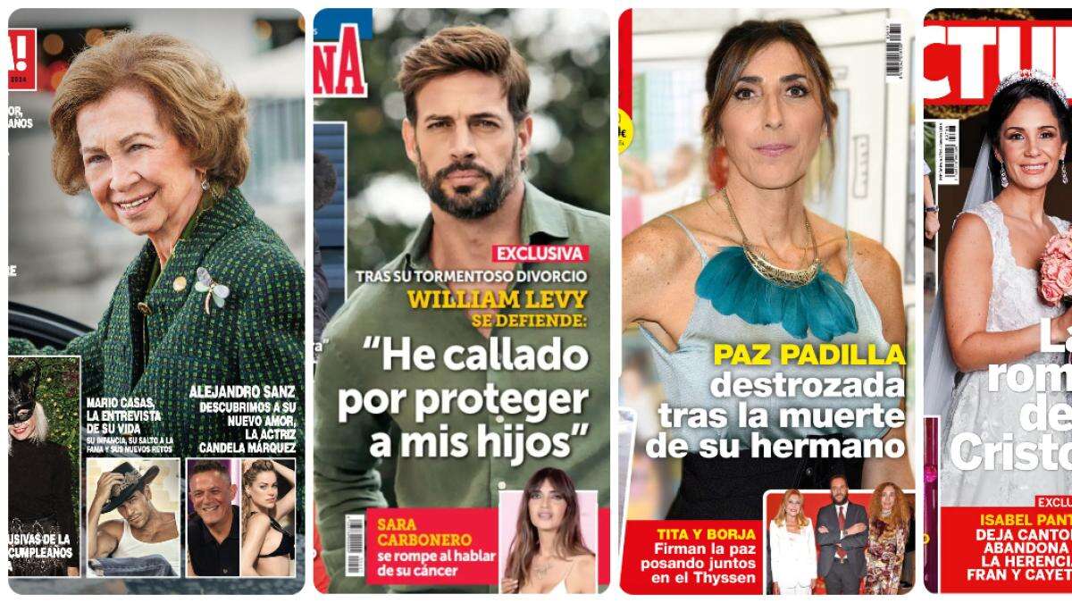 La reina Sofía, William Levy, Paz Padilla y la boda de Ángel Cristo Jr protagonizan las portadas