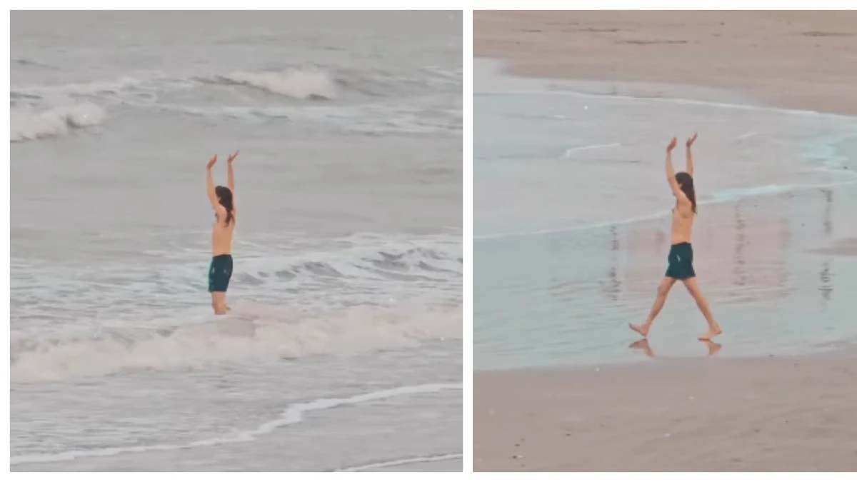 Un bañista se mete al agua en Mar del Plata en plena ola de frío: “Yo no puedo ni caminar y este se mete al mar”