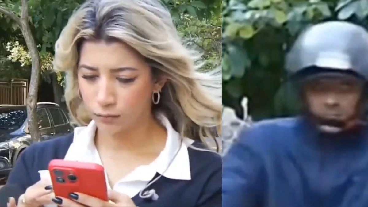 Un ladrón en moto le roba con un simple movimiento el móvil a una periodista que iba a conectar en directo