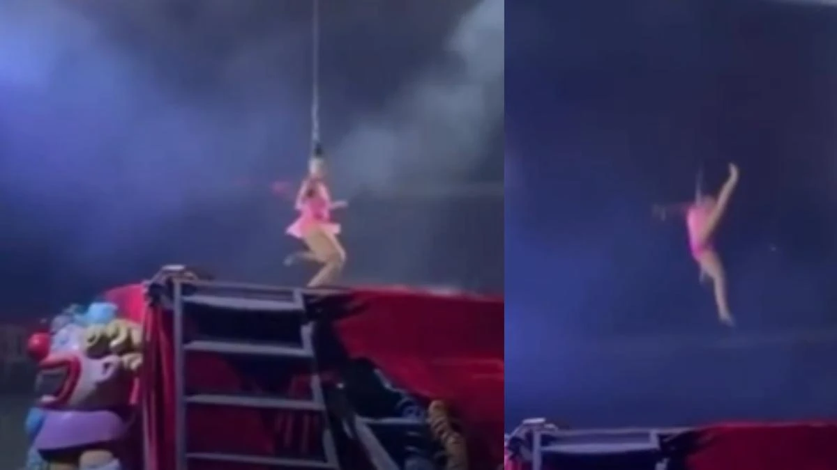 Una acróbata se desploma en plena pirueta por un fallo técnico durante su actuación en el circo