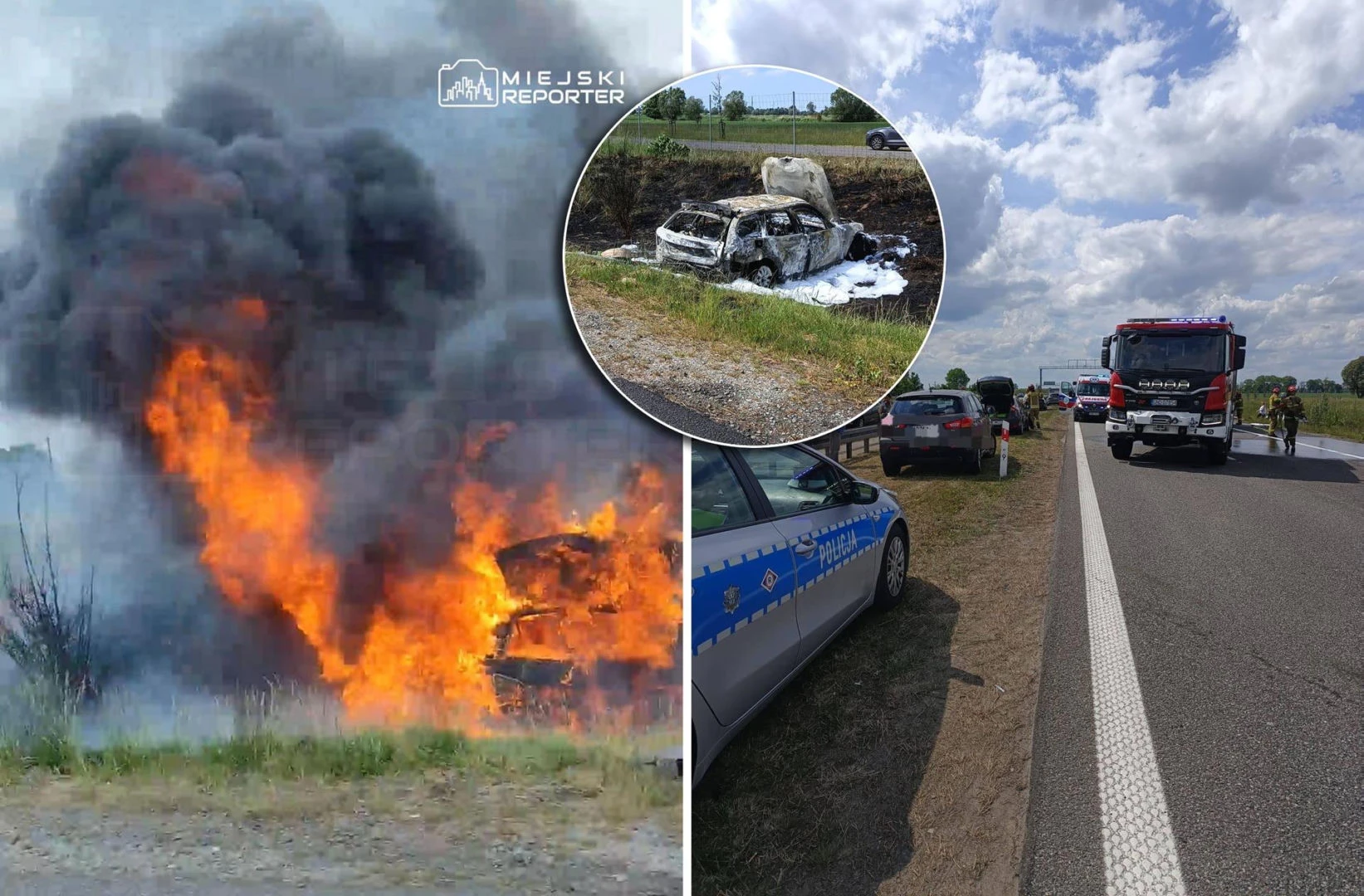 Dramat na trasie Wypadek na S7! Cztery auta rozbite, jedno spłonęło