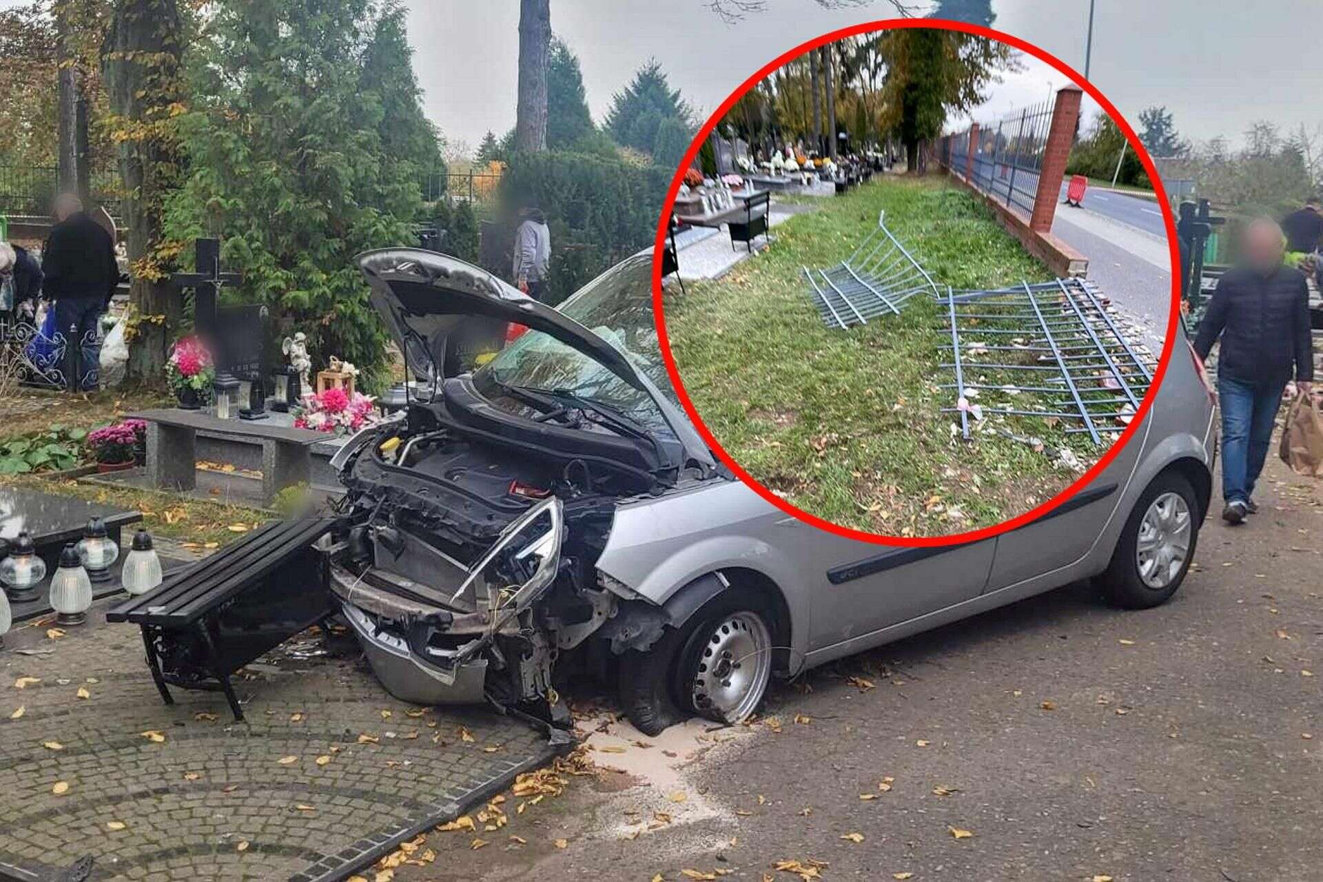 Co zrobił 60-latek?! Fatalny wypadek na cmentarzu we Wszystkich Świętych! Kierowca renaulta zniszczył ogr…