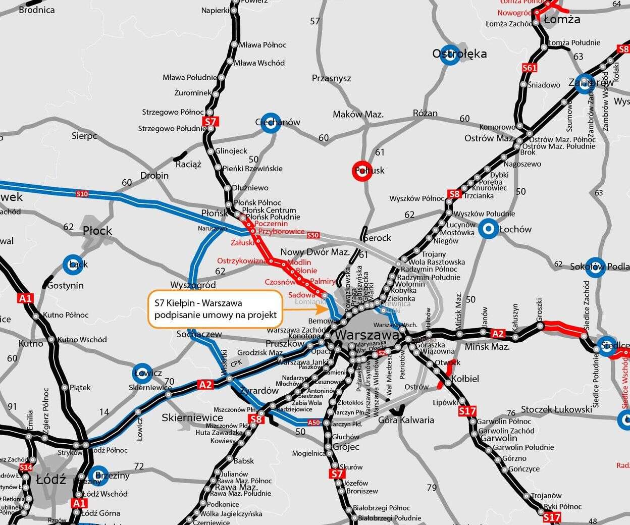 ZMIANY NA DROGACH GDDKiA projektuje północny wylot S7 z Warszawy