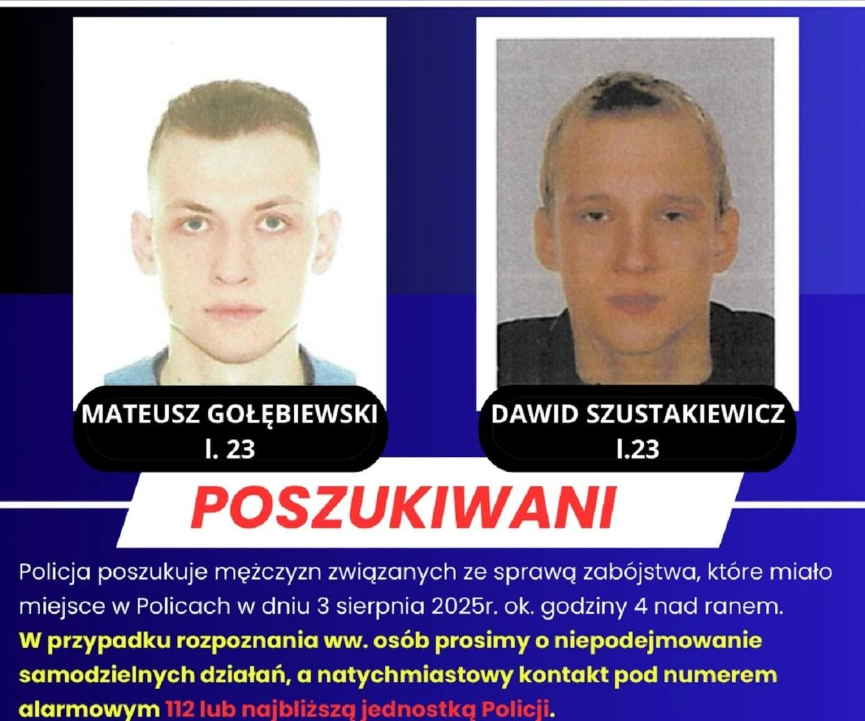 Zabójstwo w Policach Młody mężczyzna pchnięty nożem pod sklepem monopolowym. Policja szuka dwóch 23-latków