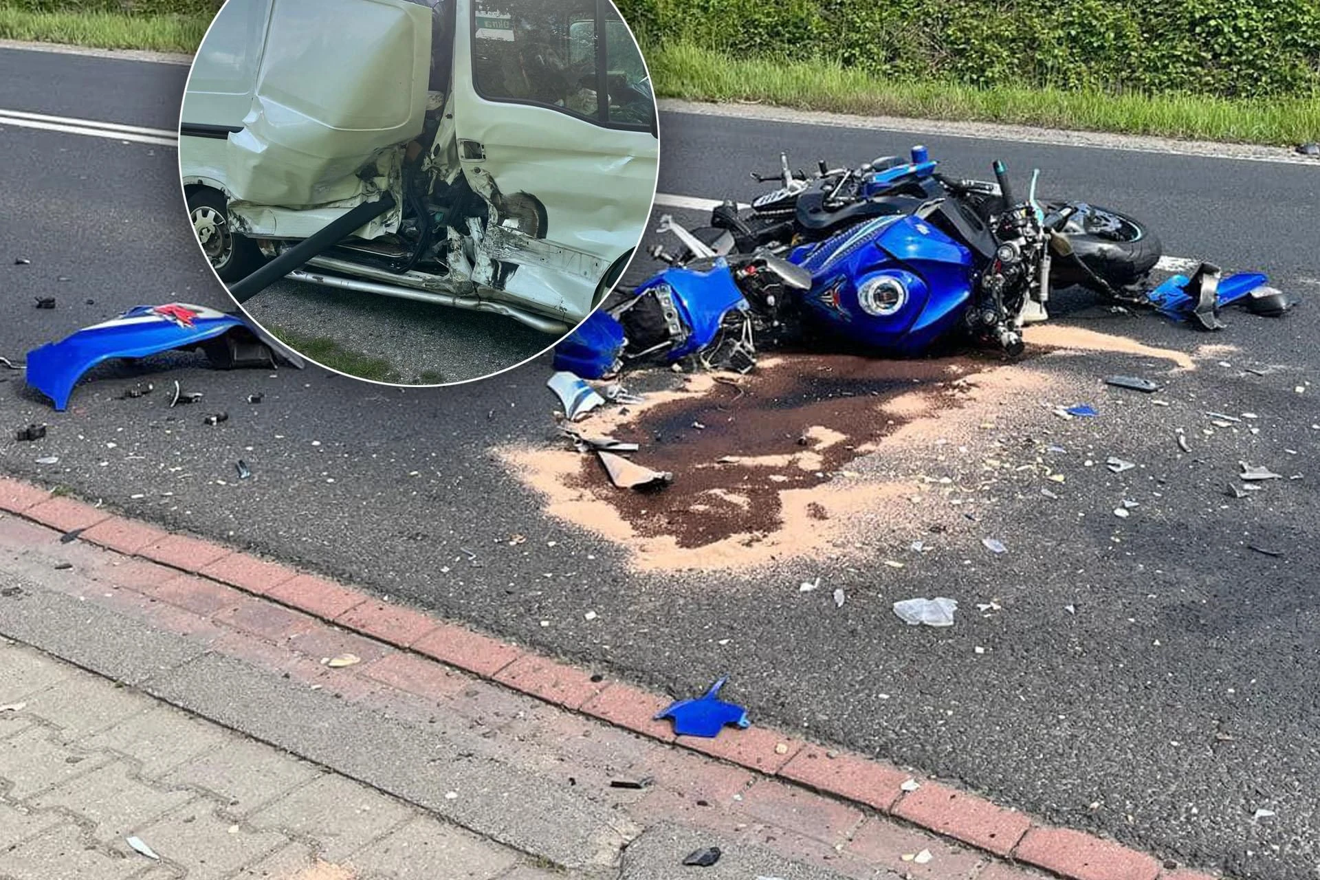 Tragedia na drodze Motocykl rozpadł się na kawałki! Jego kierowca huknął prosto w busa i zginął. Wypade…
