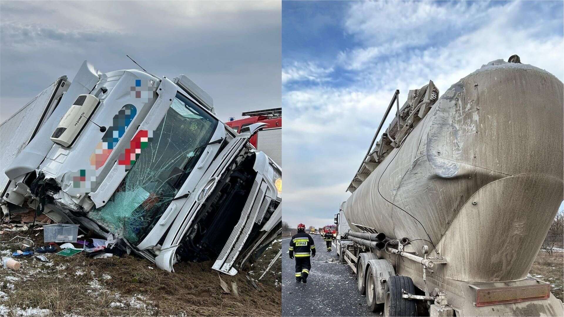 Wypadek Wypadek dwóch ciężarówek na S10. Są utrudnienia