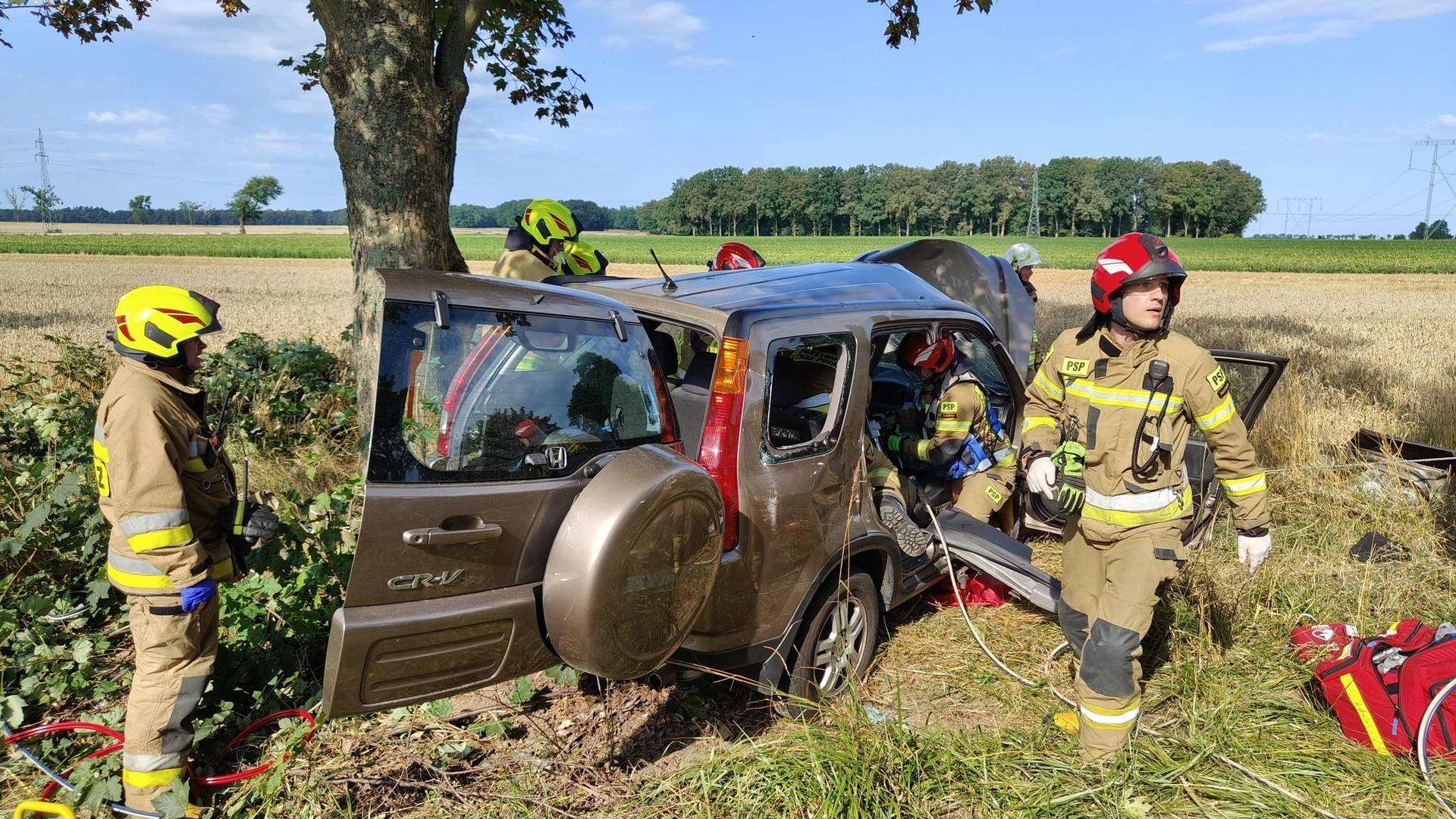 TRAGEDIA POD OPOLEM Auto rozbiło się na drzewie. Nie żyje 20-latka, jej 14-letnia siostra walczy o życie