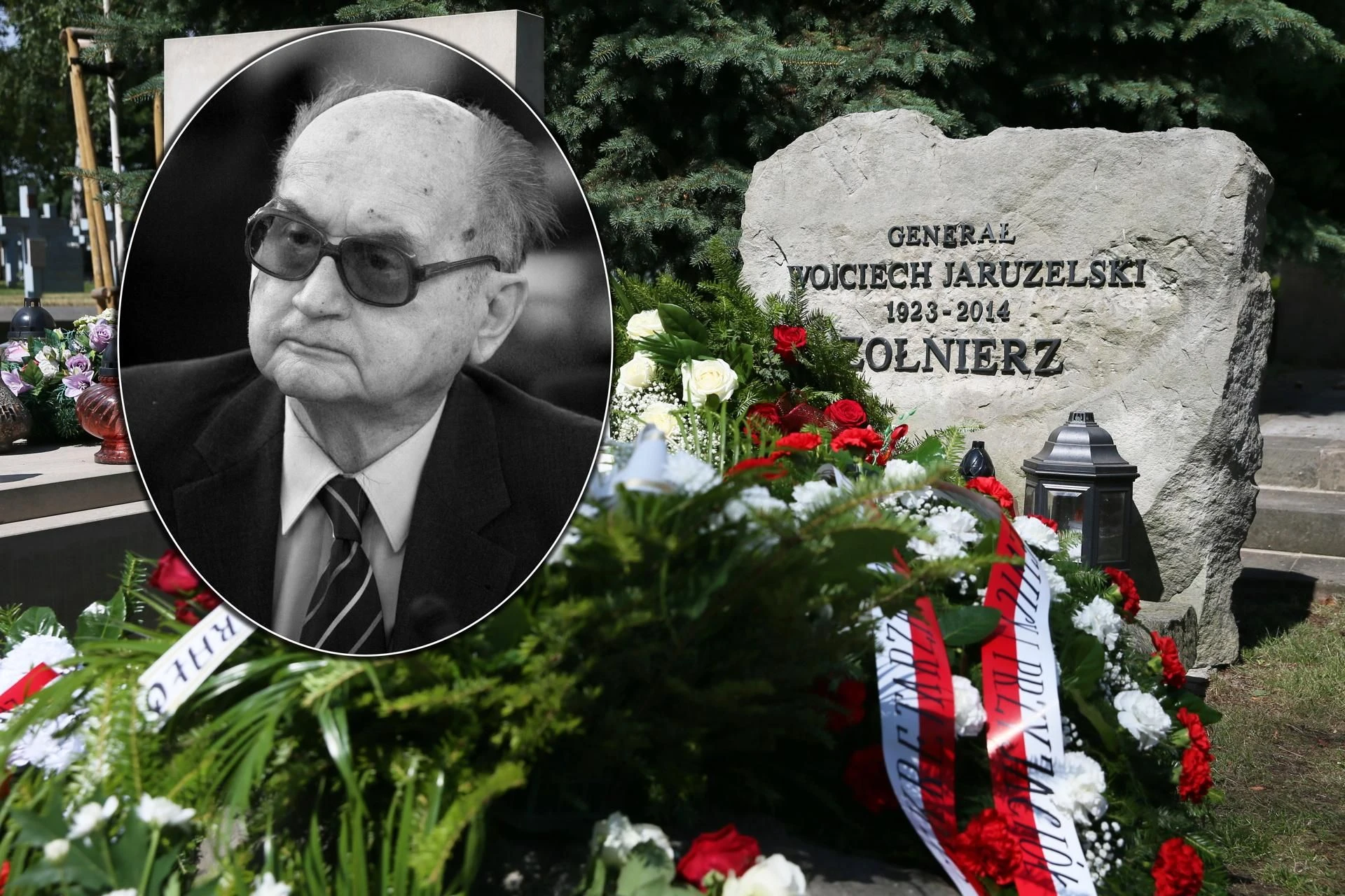 Protestujący zablokowali ceremonię 11 lat od śmierci Jaruzelskiego. Na jego pogrzebie krzyczeli: 'Precz z komuną!' [GAL…
