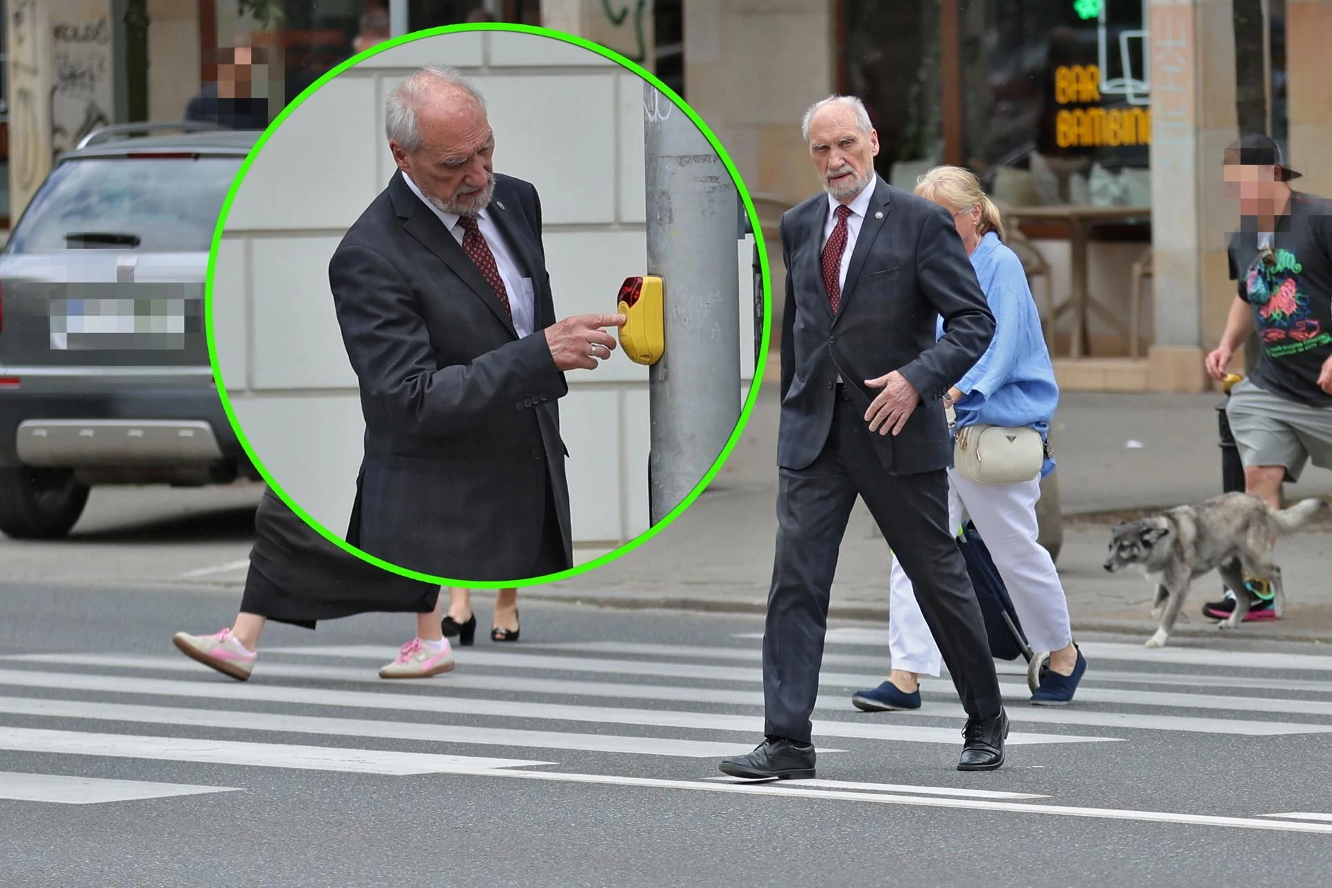 Wiceprezes PiS nie może jeździć Macierewicz przyzwyczaja się do roli pieszego. Nie wygląda na szczęśliwego [ZDJĘCIA]