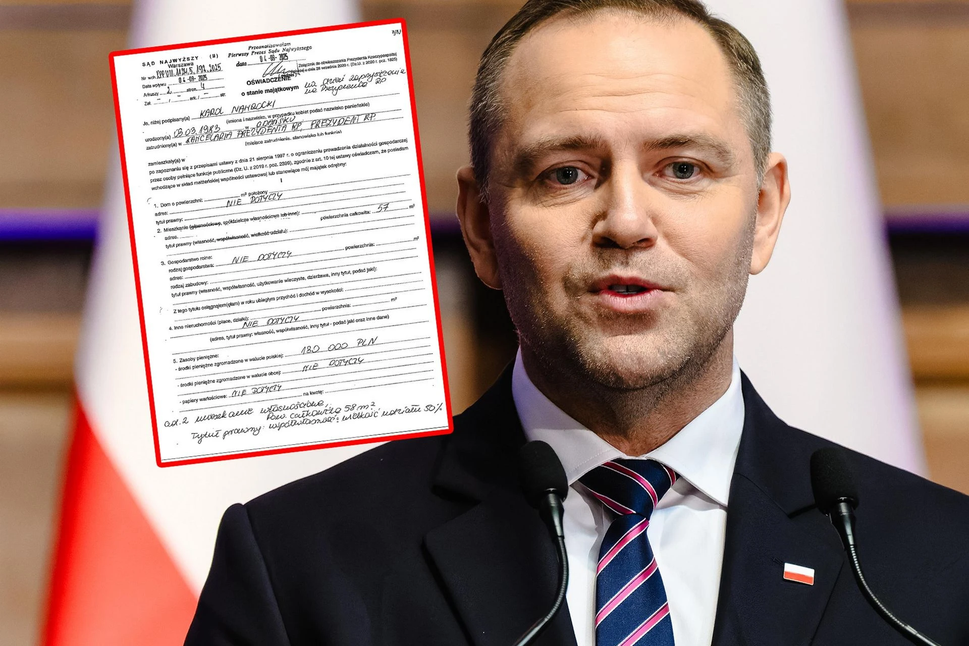 Sąd Najwyższy publikuje dokument Oświadczenie majątkowe prezydenta Karola Nawrockiego. Zmiany w nieruchomościach