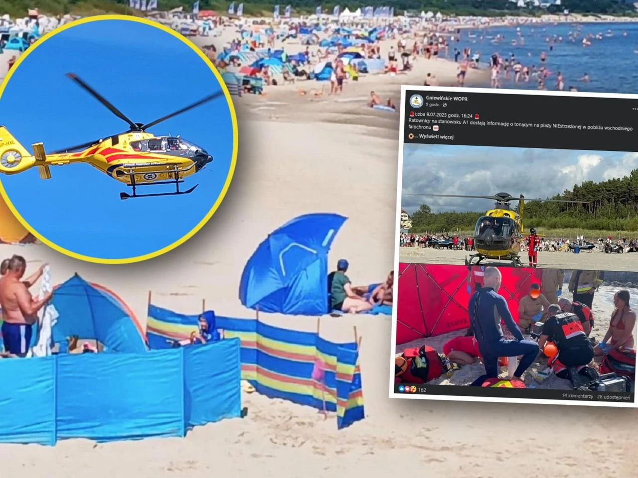 Służby w akcji Na plaży rozegrała się dramatyczna walka o życie tonącego mężczyzny. Reanimacja trwa…