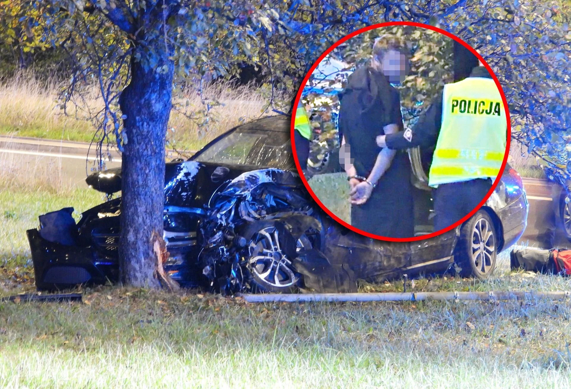 Groza Kierowca Mercedesa pod wpływem wjechał w filar wiaduktu, odbił się i huknął w drzewo