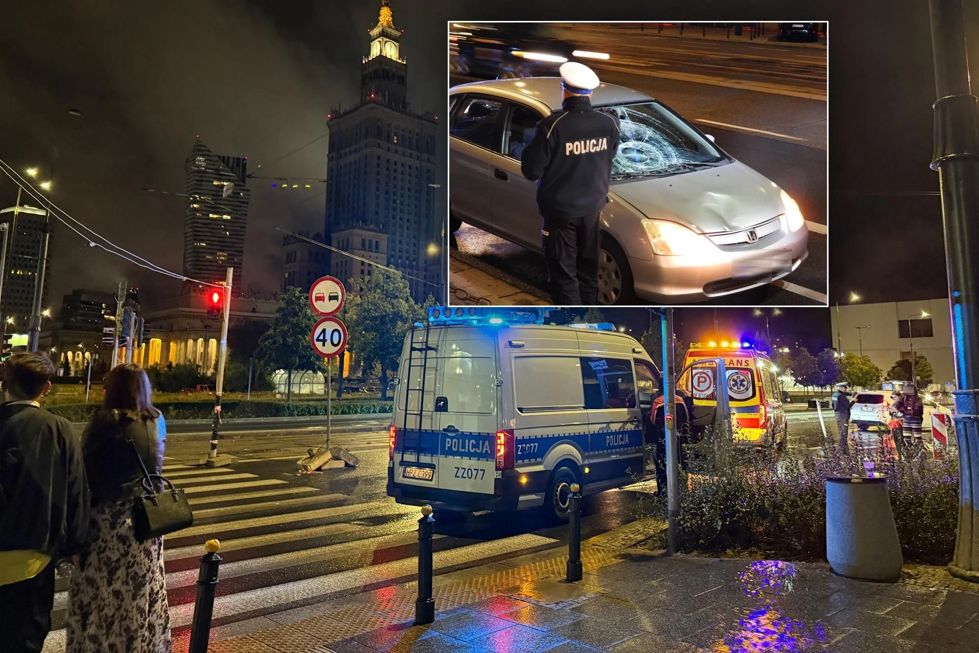 Groza Pijany zmiótł kobietę na pasach i uciekł. Nocny dramat w sercu Warszawy