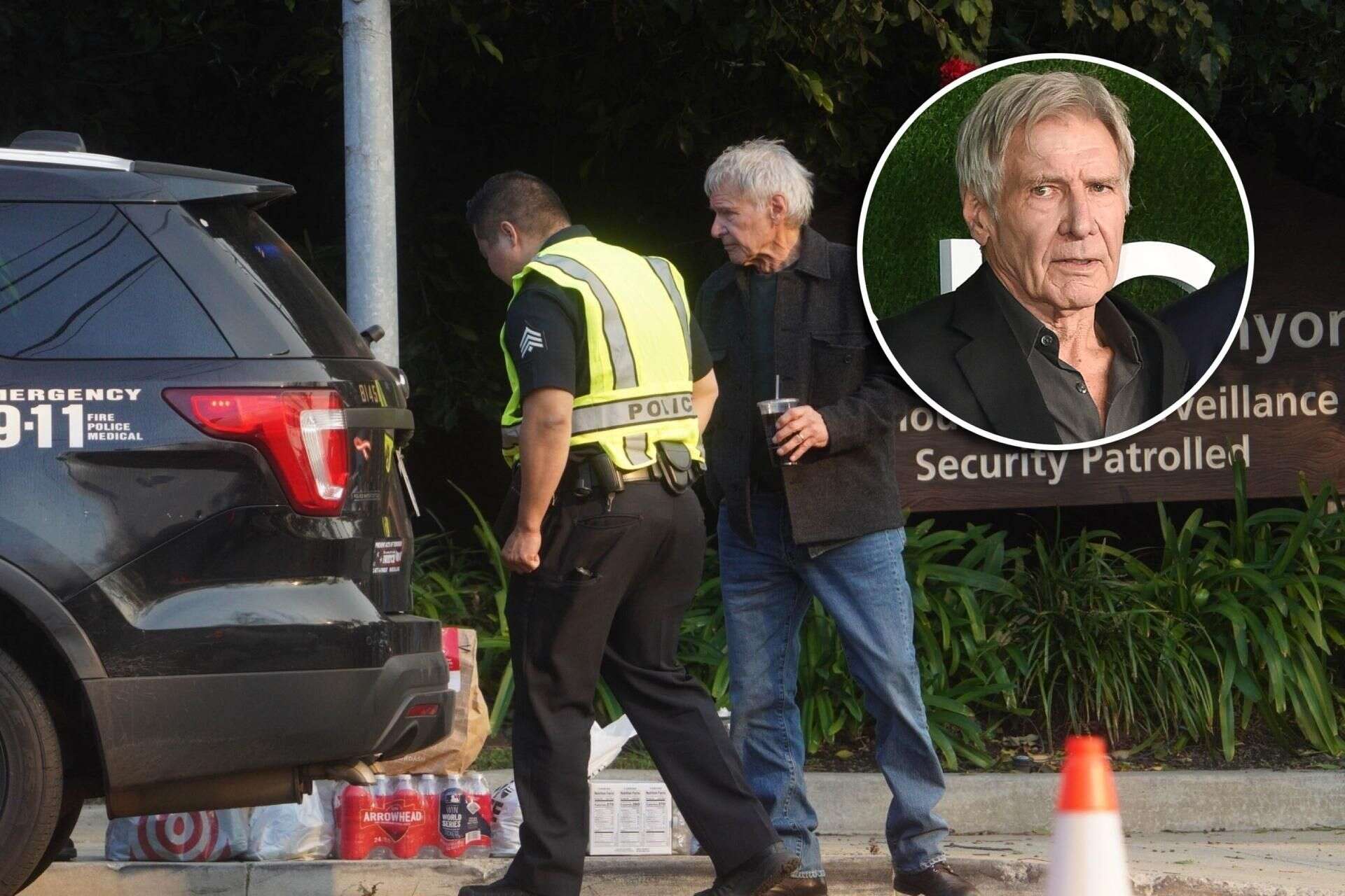 Pożary w Los Angeles Harrison Ford eskortowany przez policję. Chciał ratować dobytek. Ben Affleck uciekł …