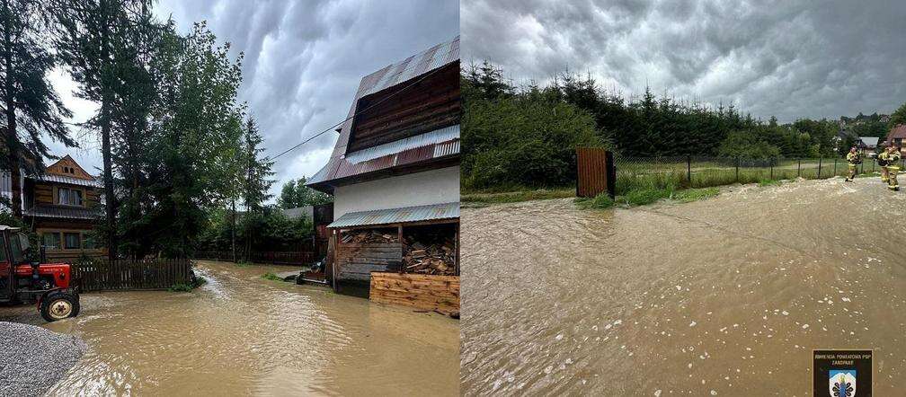 Pogodowy kataklizm Oberwanie chmury nad Podhalem. Górskie potoki wylały. Woda wdziera się ludziom na po…