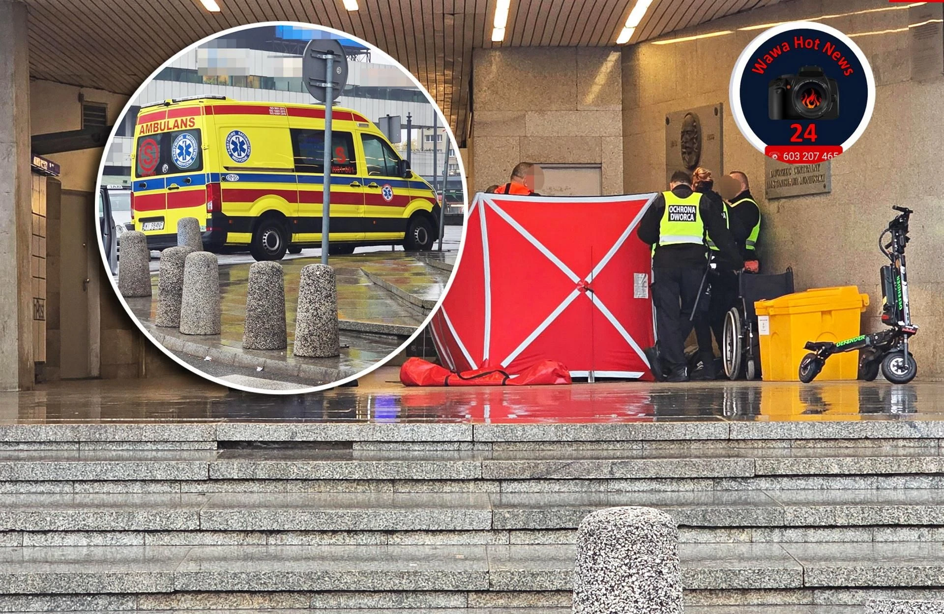 DRAMAT Zmarł na wózku inwalidzkim przed Dworcem Centralnym. Tragiczny poranek w Warszawie