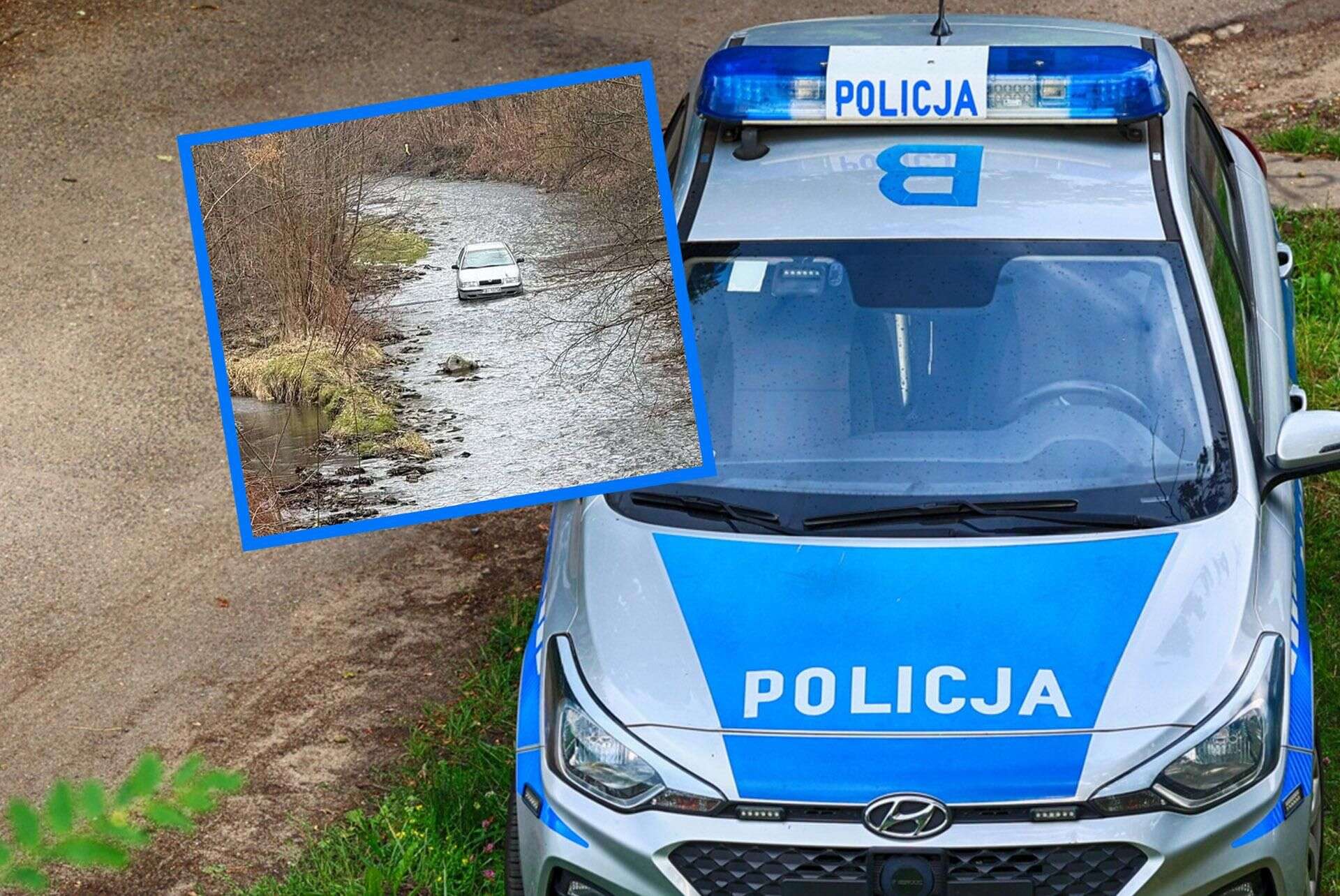 Niecodzienny incydent Skoda zaparkowała w rzece, a kierowca zniknął. 