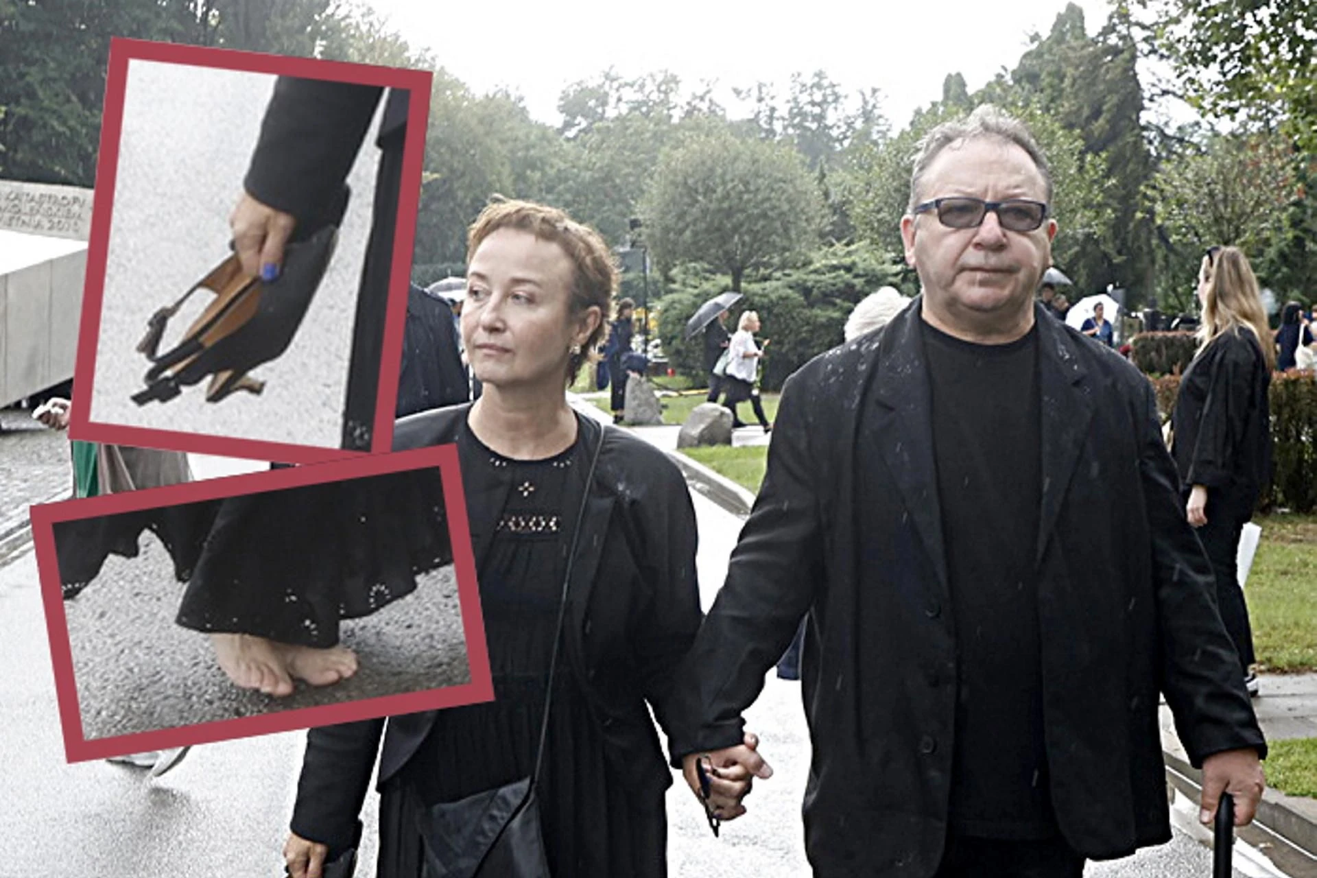 Co za sceny na cmentarzu! Narzeczona Zamachowskiego boso na pogrzebie Joanny Kołaczkowskiej. Gabriela Muskała …