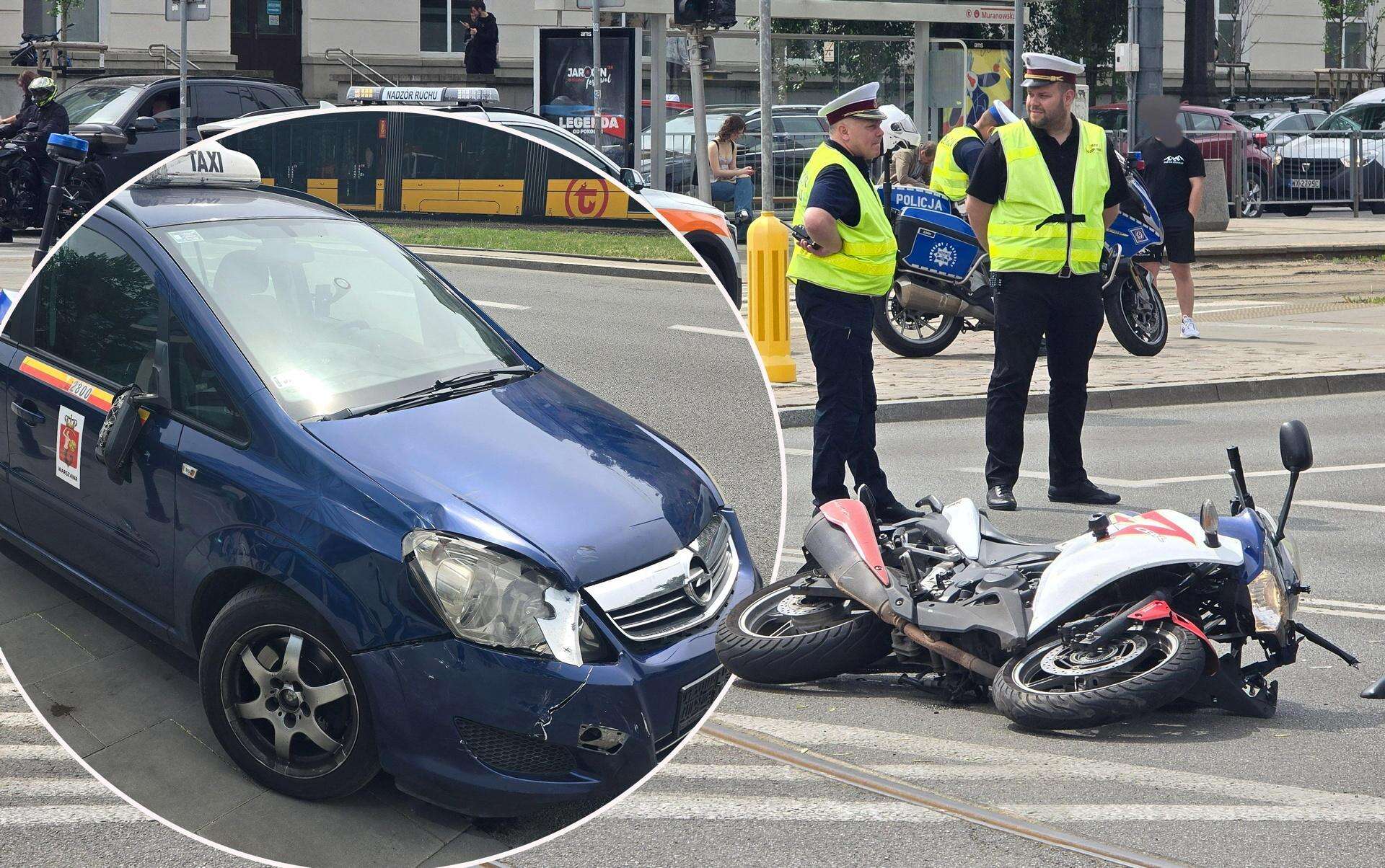 Dramat! Warszawa: Motocyklista ranny, zderzył się z osobówką. Groźny wypadek na Andersa