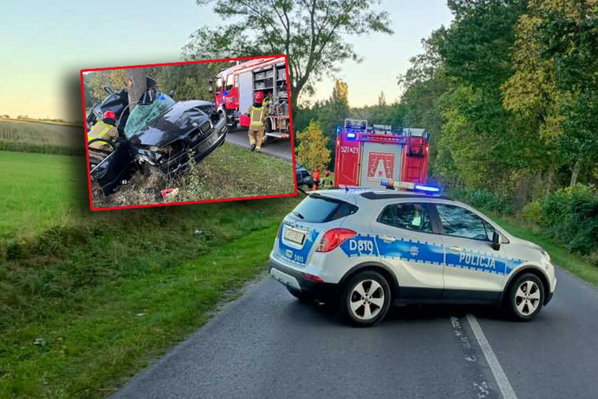 Dramat na drodze Młody kierowca zginął w zmiażdżonym aucie. BMW owinęło się wokół drzewa