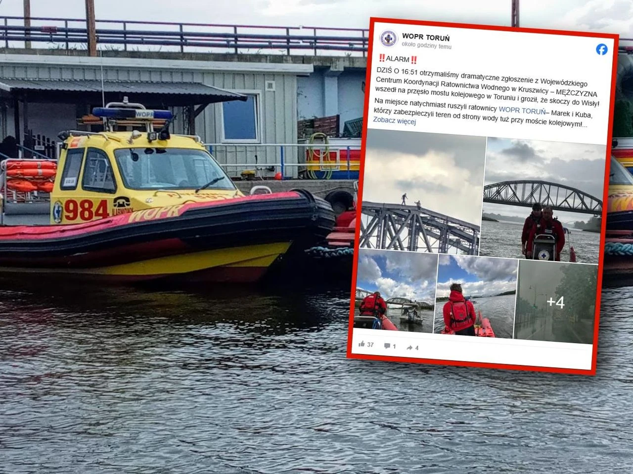 Służby w akcji Mężczyzna wszedł na most kolejowy. Po chwili pojawiła się druga osoba. Rozpoczęły si…