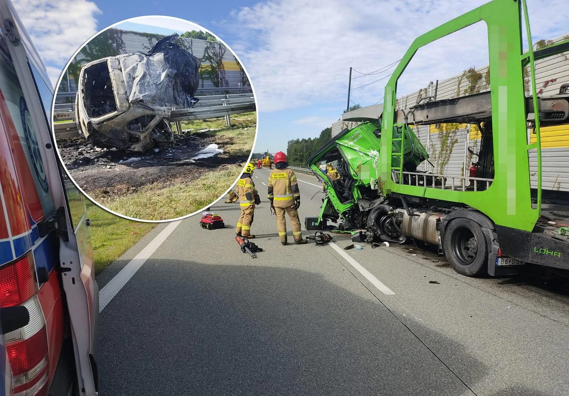 Kierowca tira zabrało LPR Kierujący BMW jechał pod prąd i huknął w tira! Zginął w płomieniach. Śmiertelny wypadek na S8 [ZDJĘCIA]