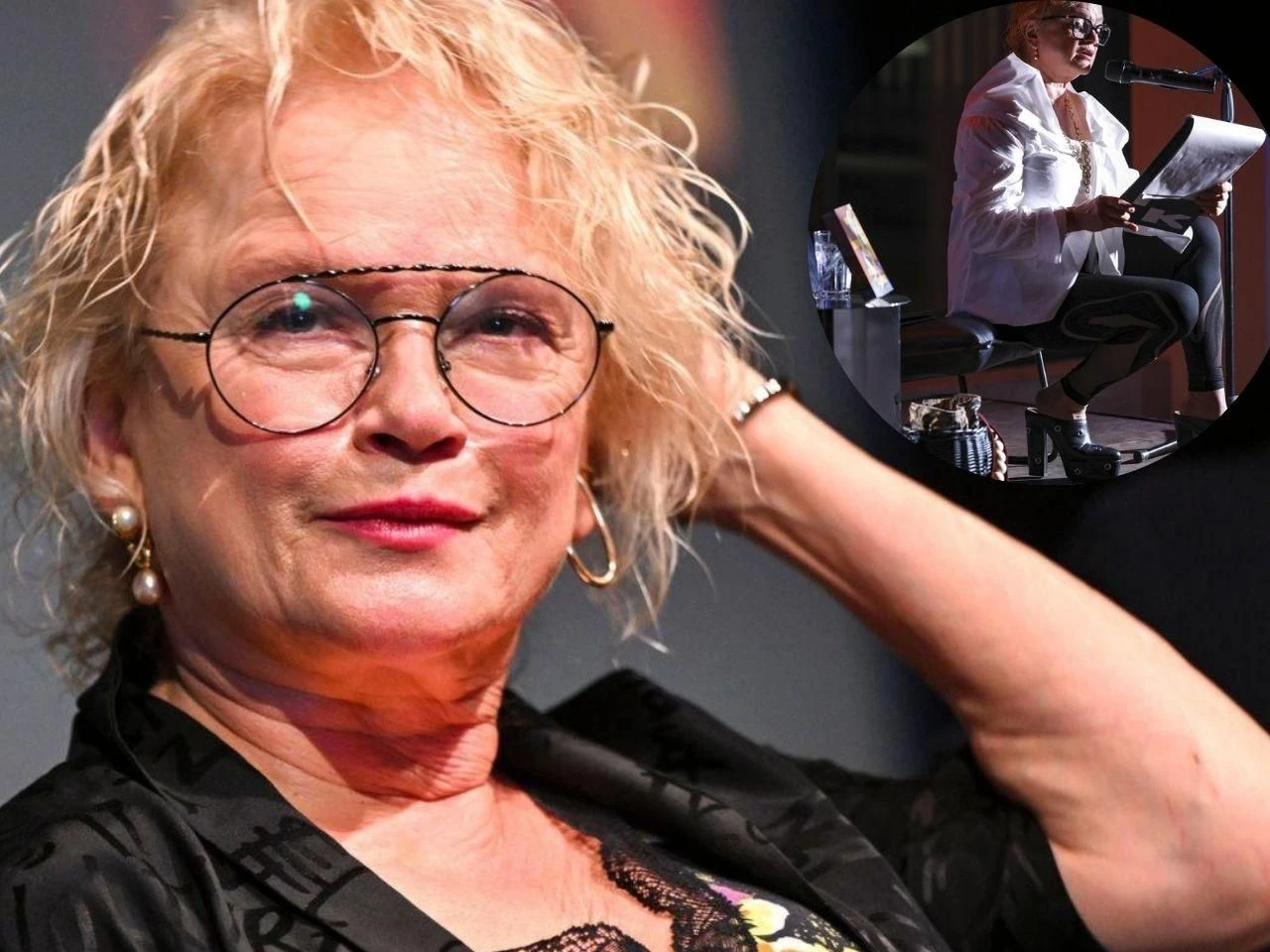 A tuż obok Dancewicz jak mała dziewczynka Takiej Figury jeszcze nikt nie widział! Obcas do pasa, dekolt do pępka, a na głowie - szok!