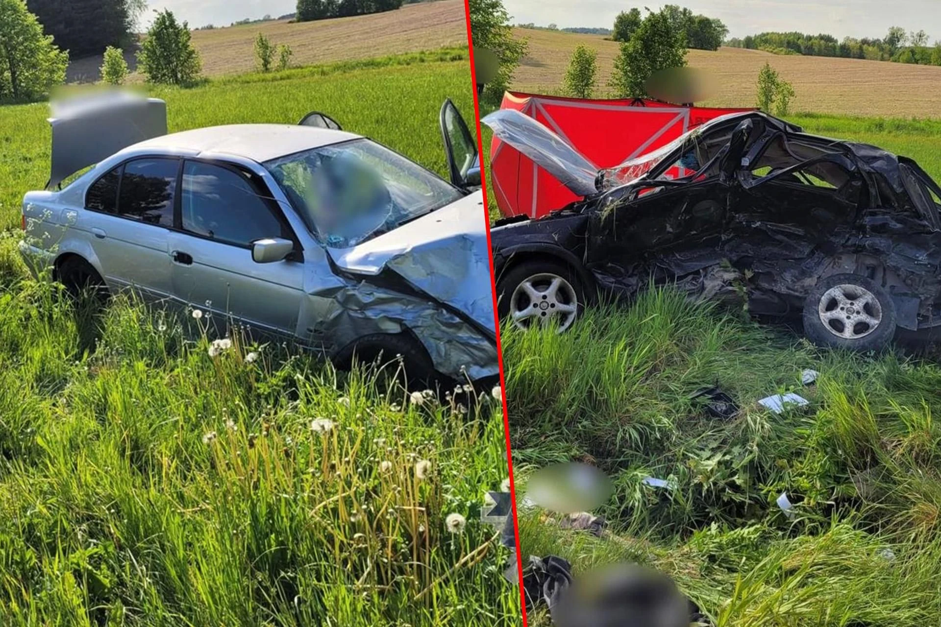 Tragedia na drodze Śmiertelny wypadek pod Morągiem. BMW zmiażdżyło Opla!