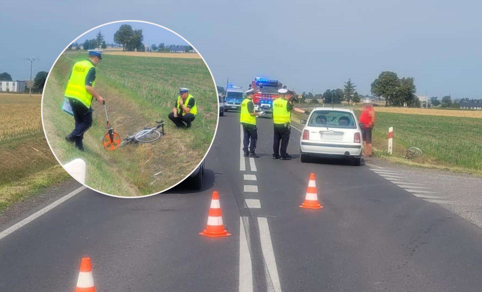 Sprawę bada policja Tragiczne potrącenie rowerzysty pod Inowrocławiem! 80-latek zginął na miejscu