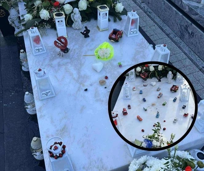 Szok! Szok na cmentarzu! Z grobu małego Stasia zniknęły ukochane zabawki. Rodzina apeluje