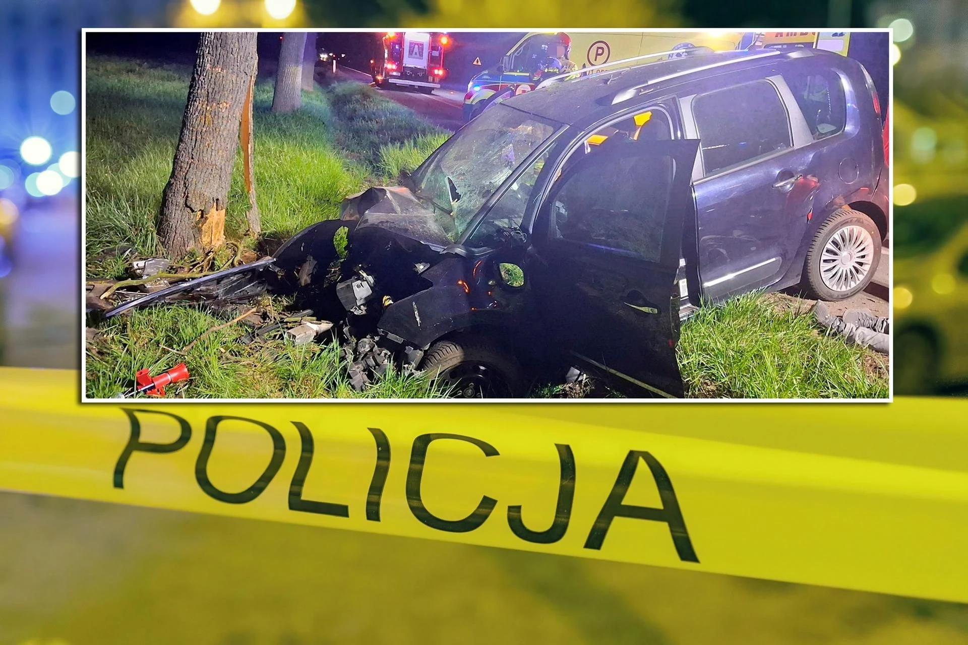 Nocna tragedia Jego auto roztrzaskało się o drzewo, 29-latek zginął! Śmiertelny wypadek na drodze k…
