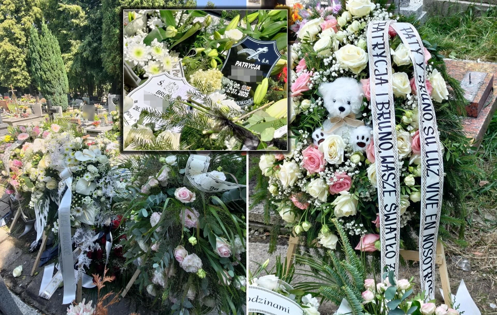 Łzy same płyną do oczu Biały miś strzeże grobu Patrycji i Bruna