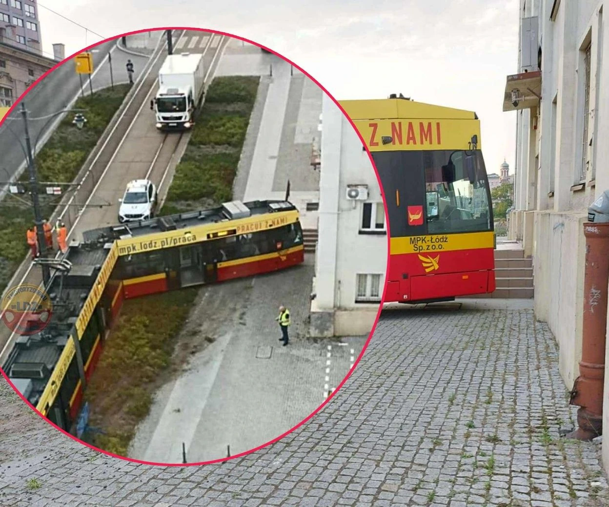 Szokujący wypadek Tramwaj wykoleił się po zderzeniu i stanął tuż przed budynkiem! 