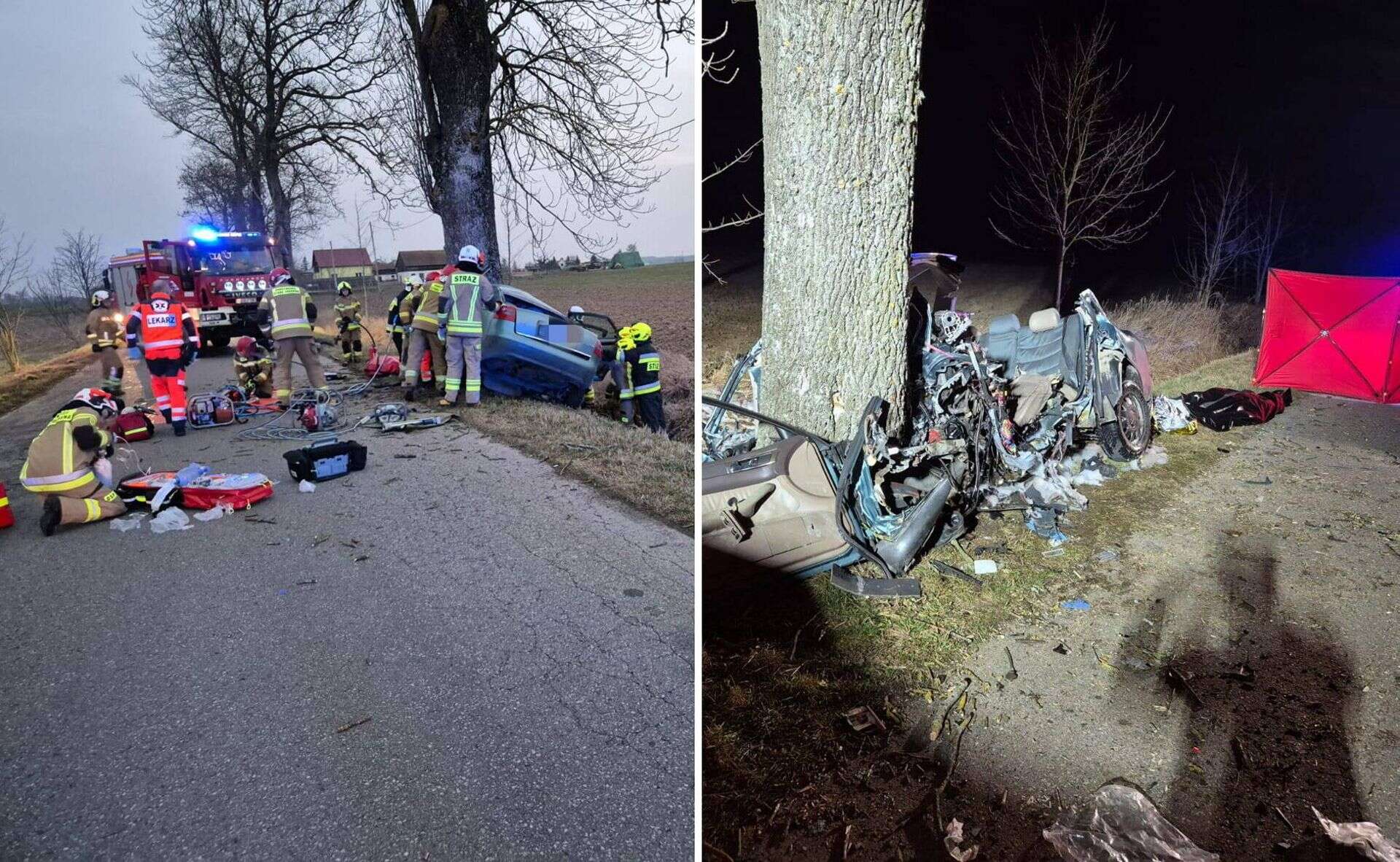 Dramat na drodze Rozbił audi na drzewie. 19-latek nie żyje