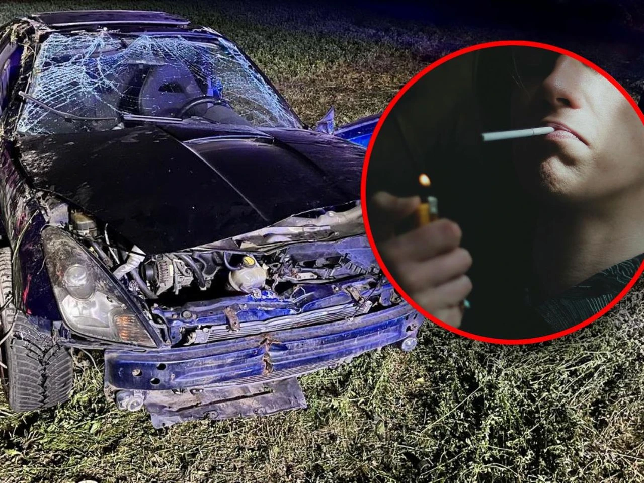 Wypadek Próbował zapalić papierosa za kierownicą. Auto wylądowało w rowie
