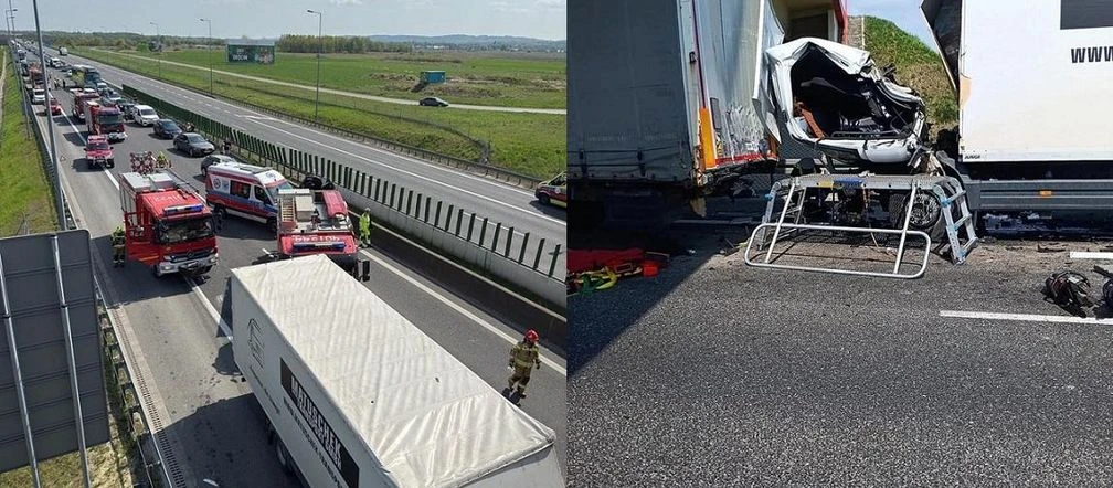 Zderzenie ciężarówek Kraksa na A4. Nie żyje kierowca ciężarówki