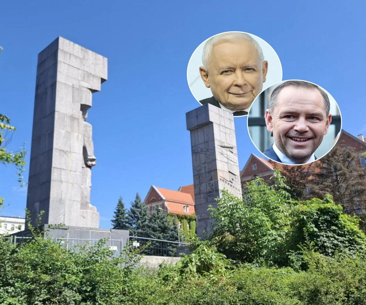 Pomnik budzi emocje w mieście Kontrowersyjny pomnik do dziś stoi w centrum miasta. Kaczyński i Nawrocki chcieli go zburzyć