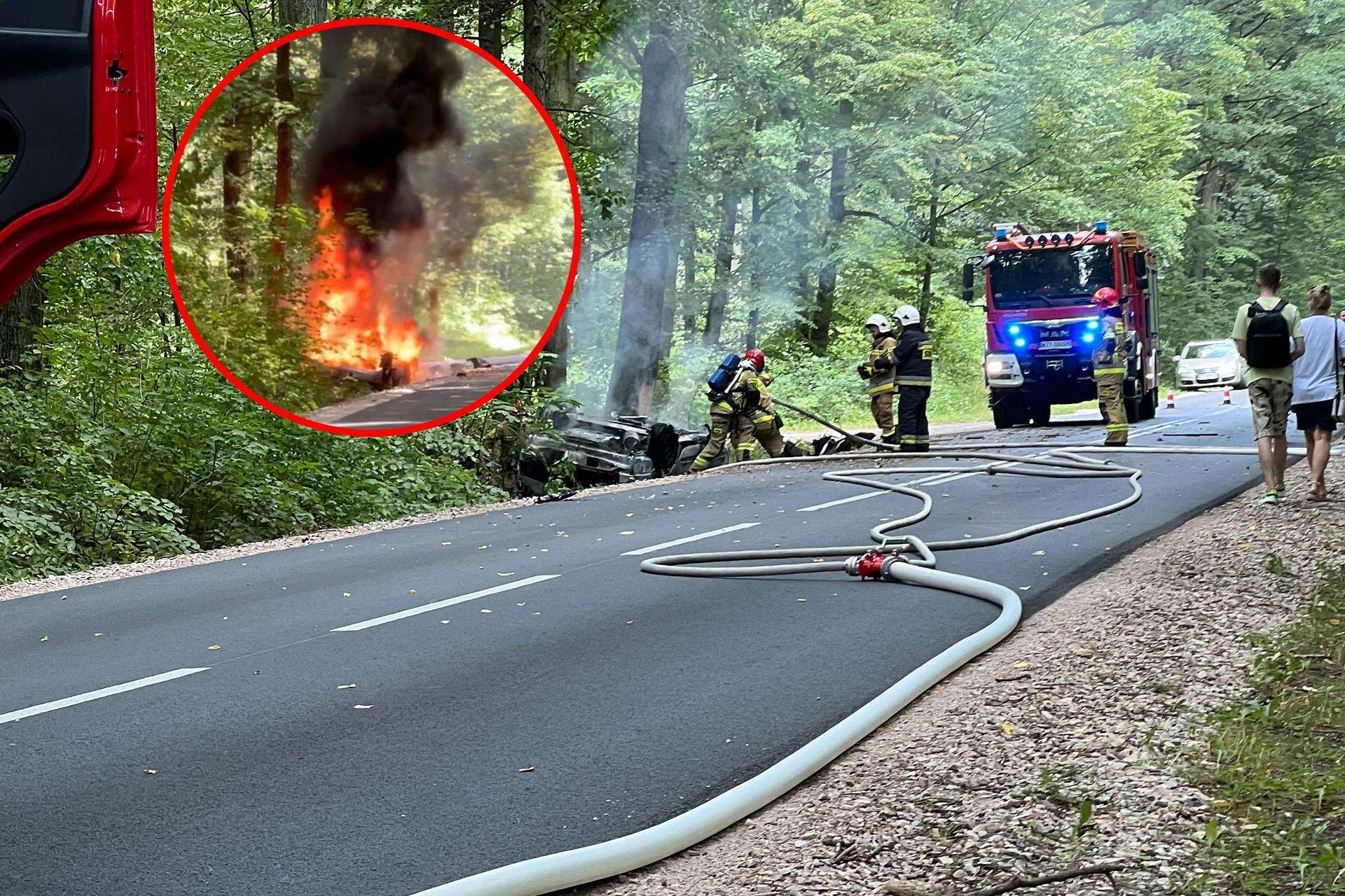 Wstrząsające! Auto stanęło w ogniu. W środku znaleźli zwęglone zwłoki