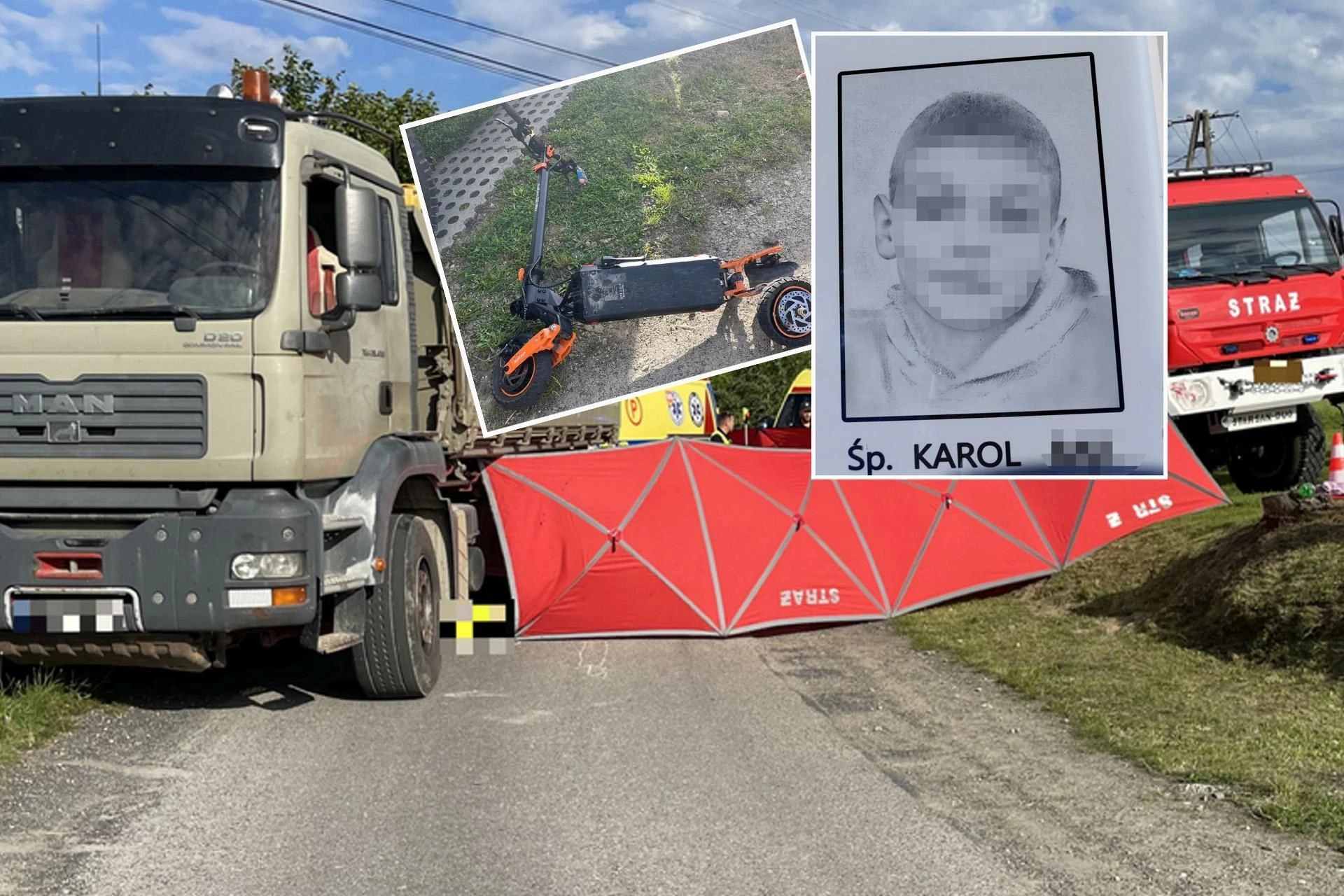 Śmierć na hulajnodze Karol wjechał pod ciężarówkę. Tragiczny wypadek w Olszynach