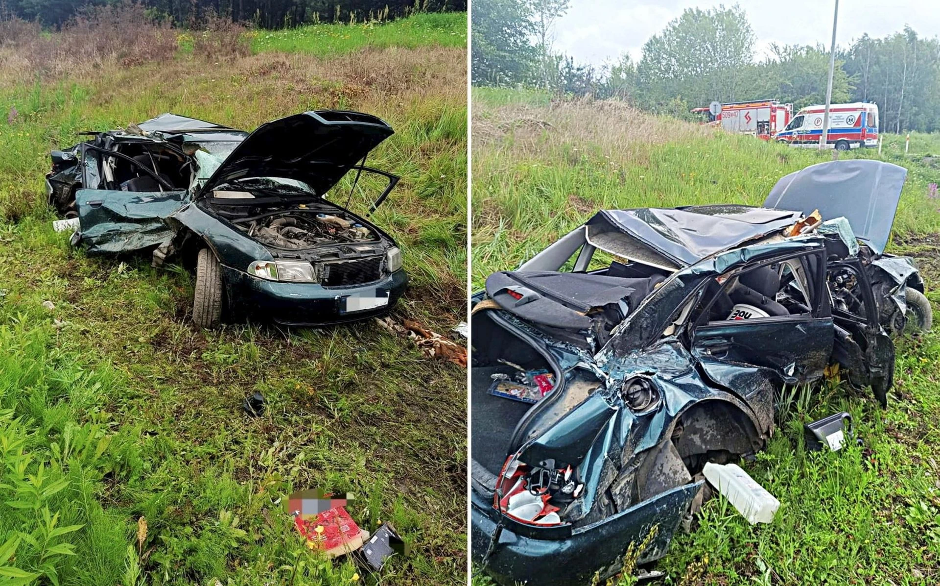 To zauważyli policjanci! Wjechał pod pociąg, jego audi wylądowało 30 metrów dalej! Makabryczny wypadek na przejeździe kolejowym
