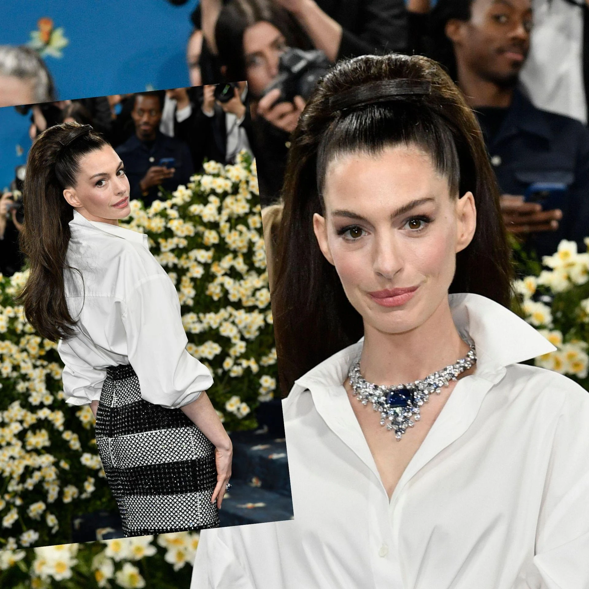 Skóra napięta do granic możliwości Anne Hathaway niczym figura woskowa. Nie wygląda na 42 lata!