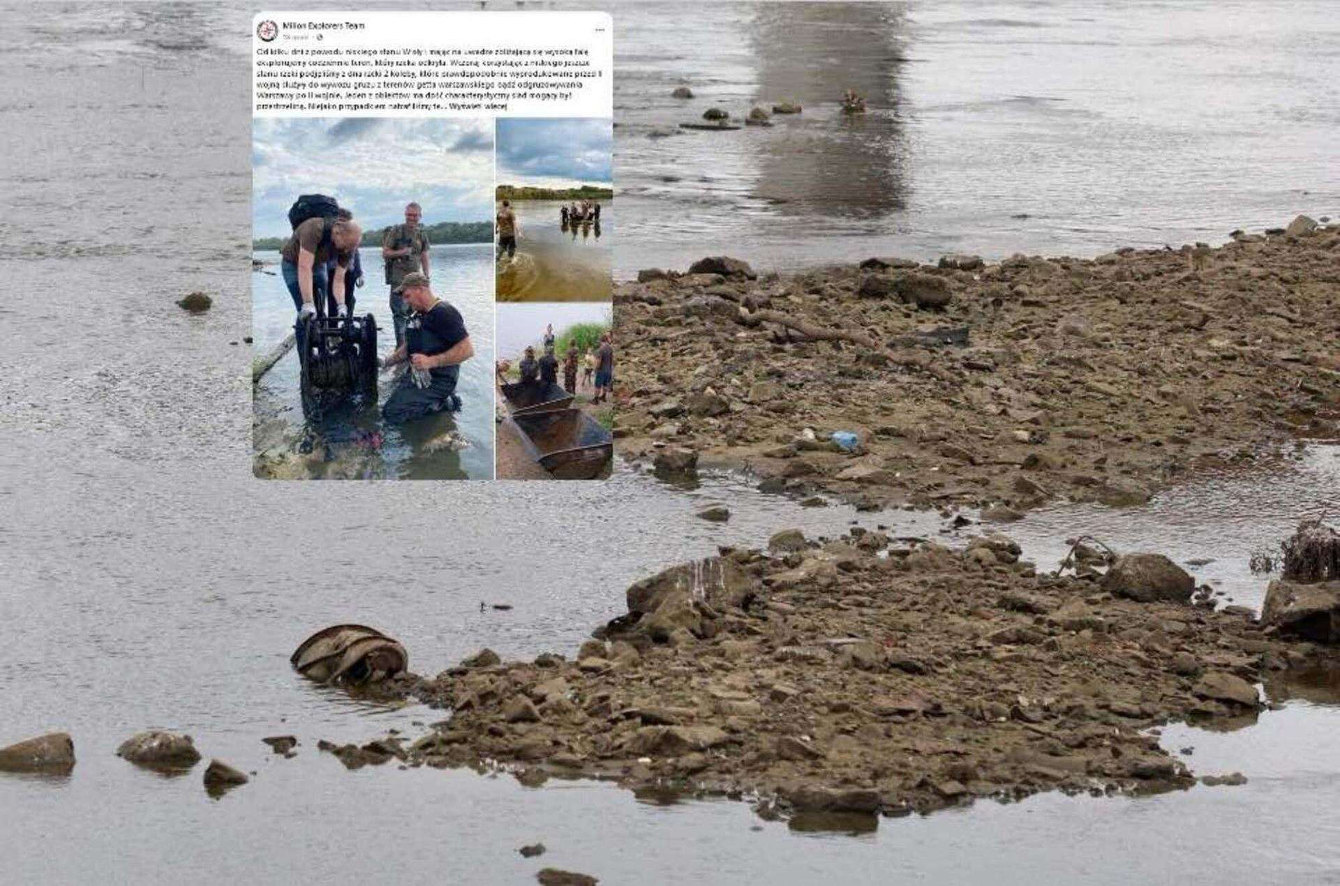 POłudnie tonie, WiSła odsłania SKARBY Wyschnięta Wisła odsłoniła zabytkowe wagoniki i fragment Villa Regia. Wyjątkowe odkr…