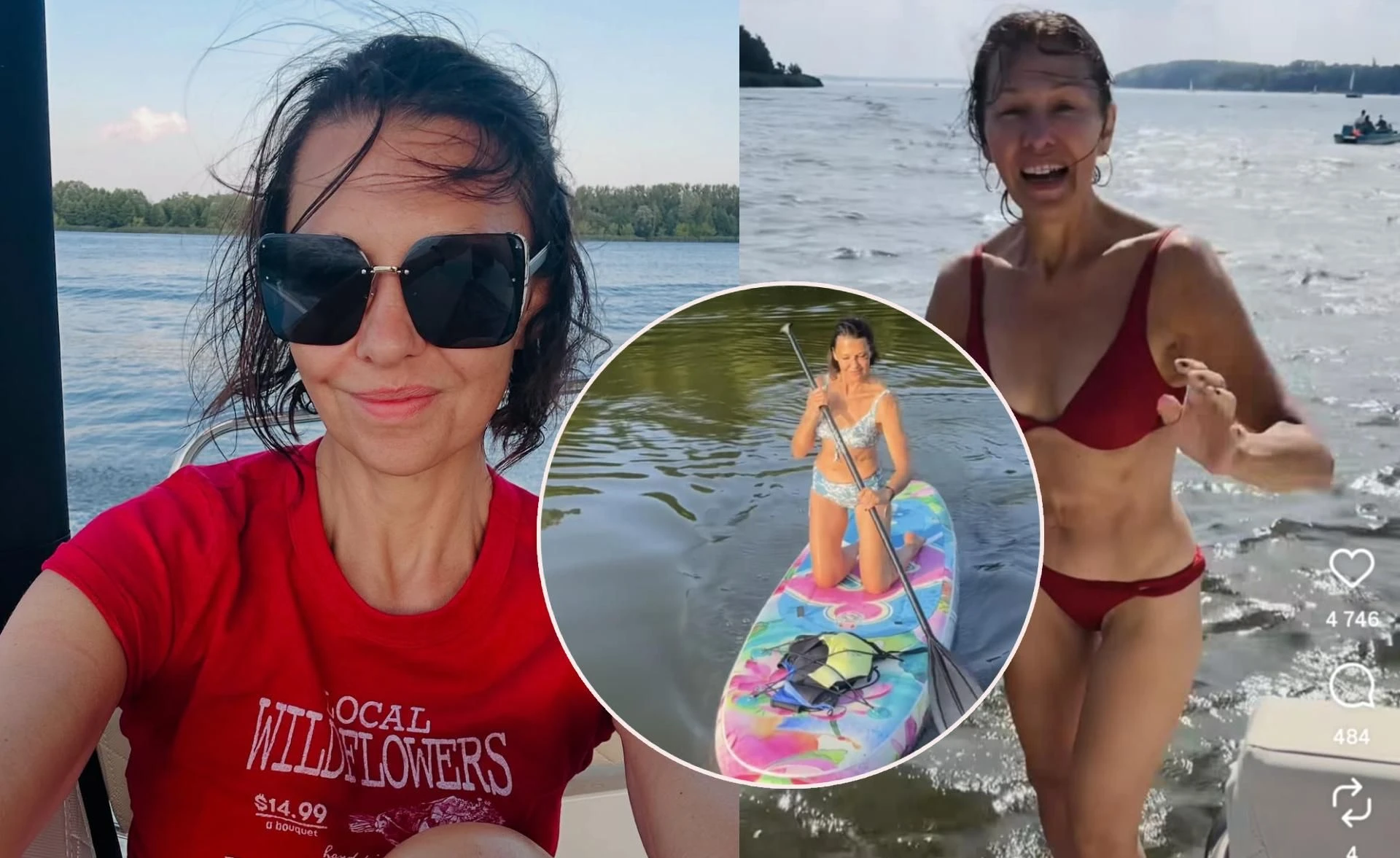 Odważnie! 57-letnia Anna Popek wskoczyła w bikini i na SUP-a. 