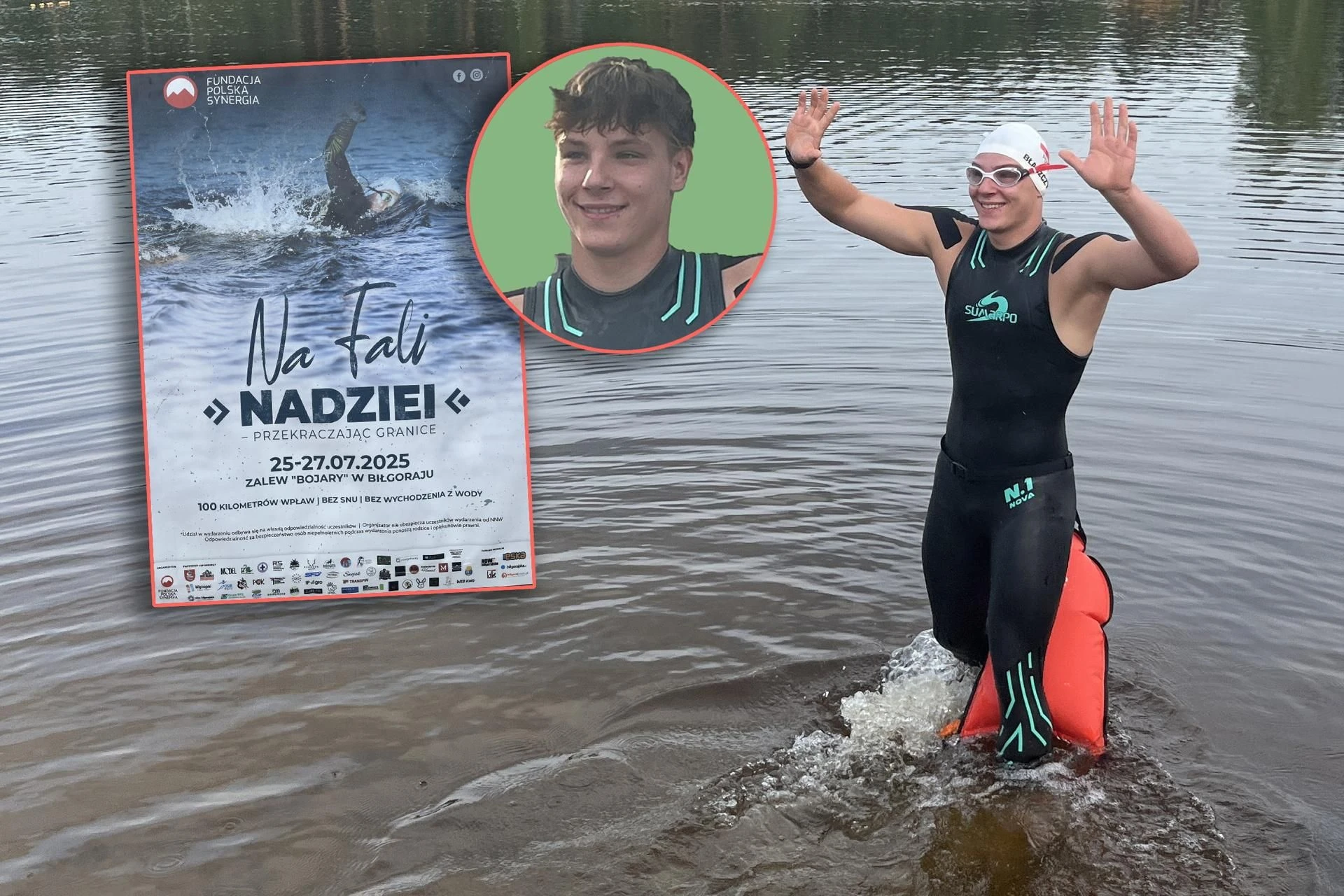 Wyczyn 19-latka porusza serce! Damian płynie 100 km bez przerwy, aby pomóc Adasiowi!
