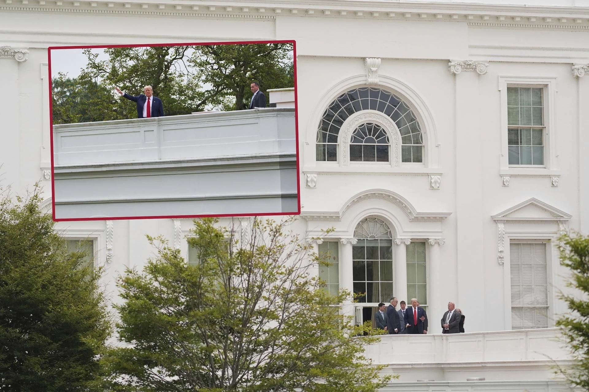 Prezydencka inspekcja Trump wszedł na dach Białego Domu! Mówił o broni nuklearnej